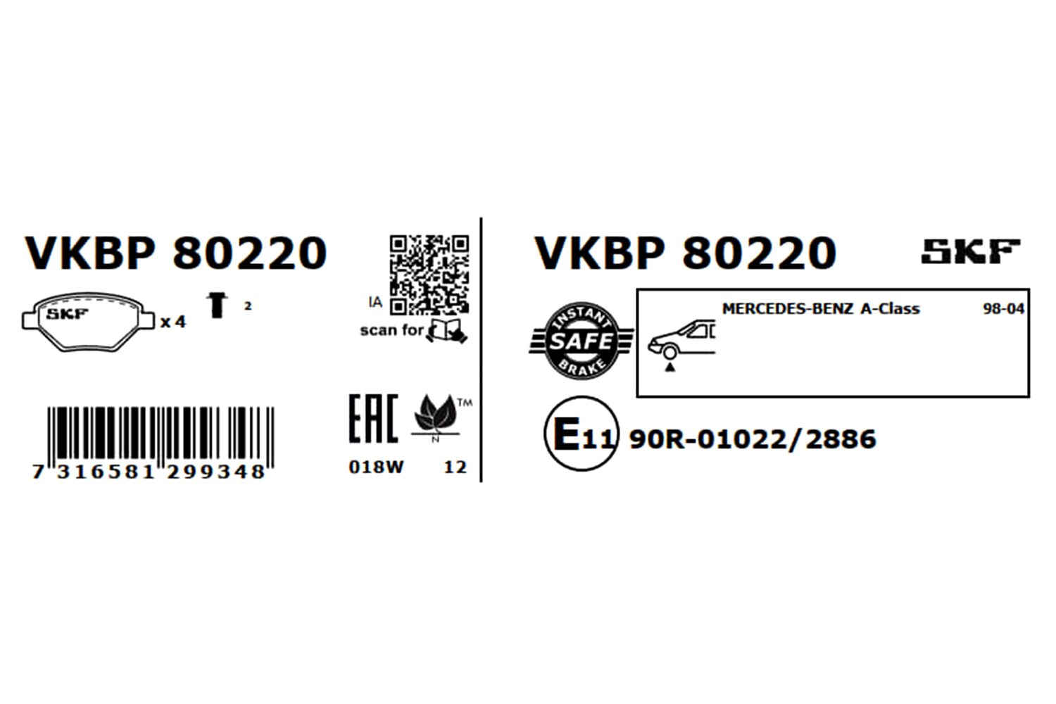 SKF VKBP 80220 set placute...